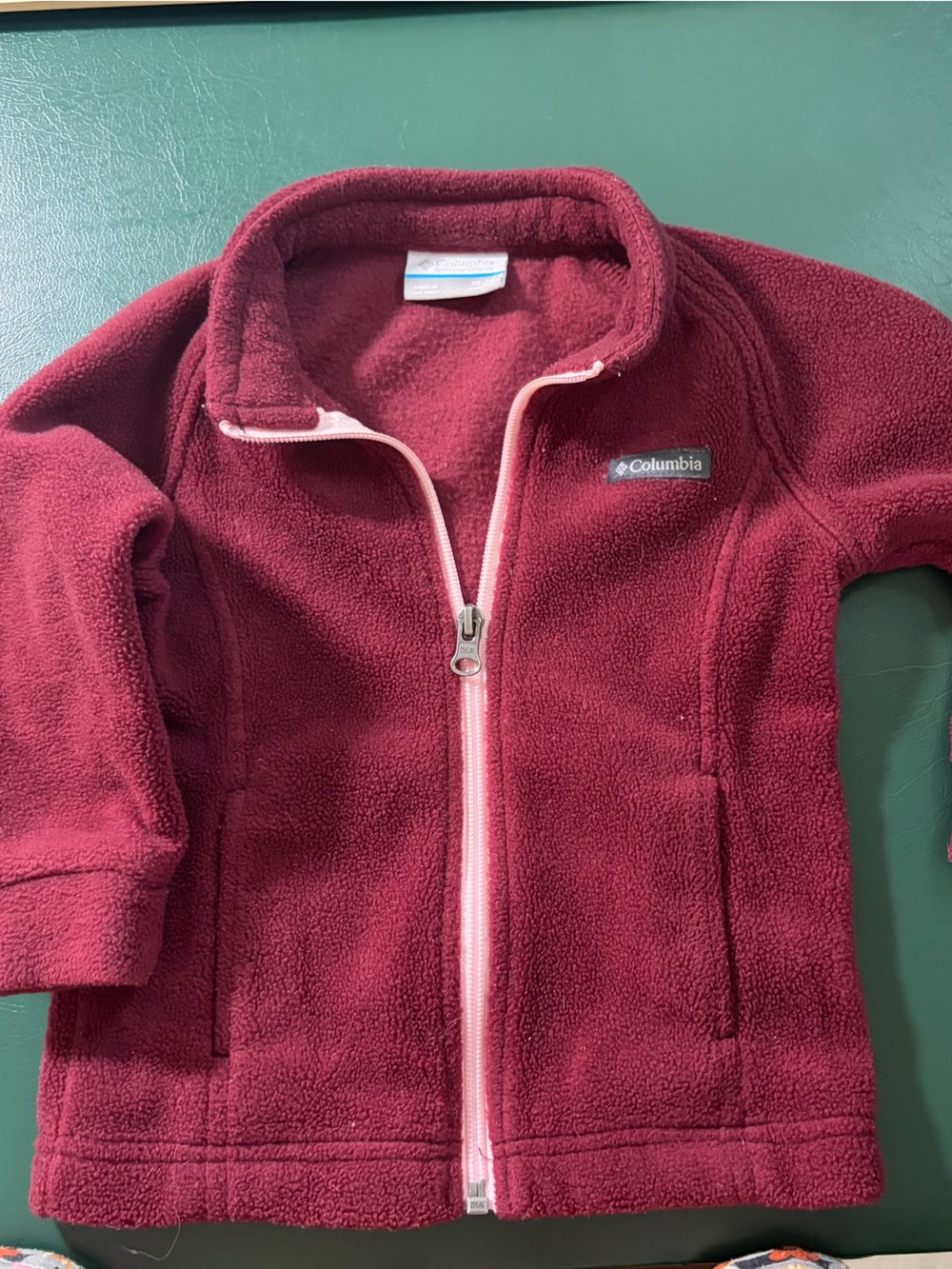 Columbia Kids Burgundy Zip-Up Fleece Jacket with Hood